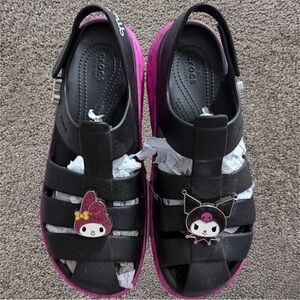 Crocs Sanrio Black and Pink Platform Sandals Kuromi and My Melody Charms
